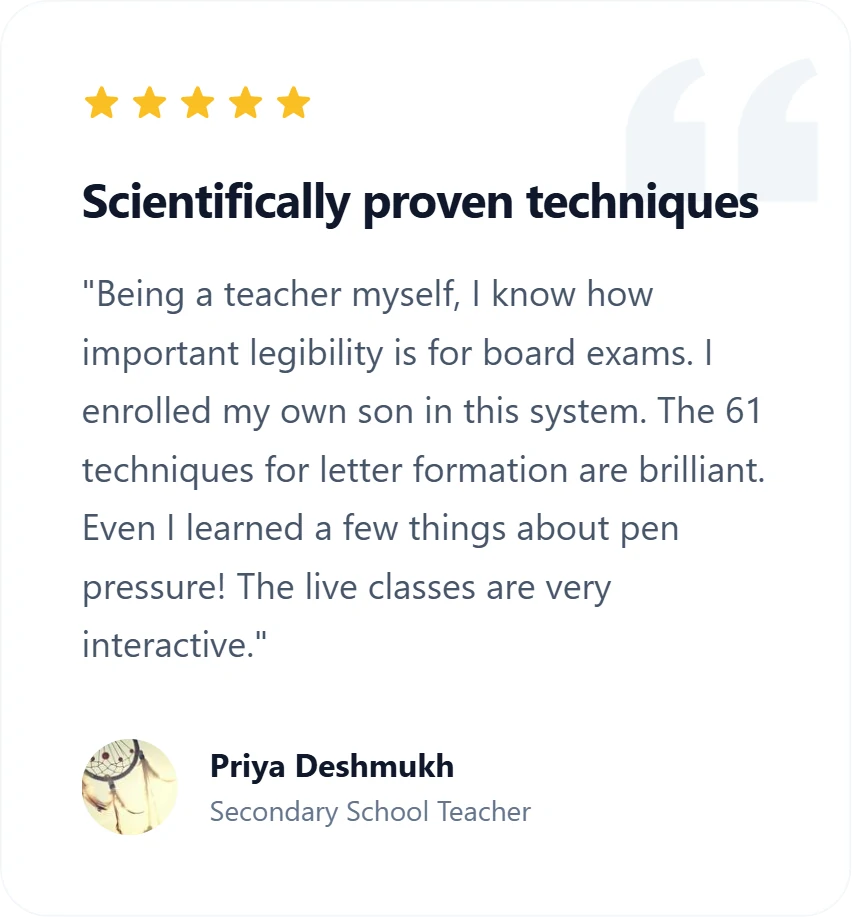 Parent review 4 of Jigyasa handwriting courses