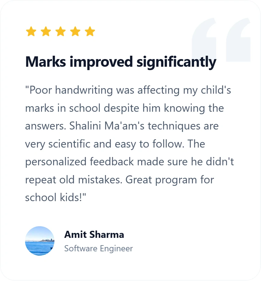 Parent review 3 of Jigyasa handwriting courses