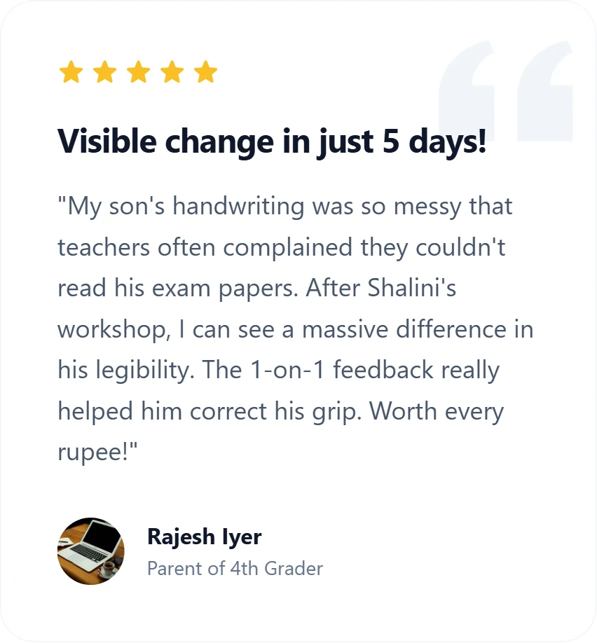 Parent review 1 of Jigyasa handwriting courses